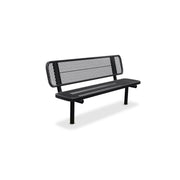 6' Black Inground Expanded Metal Bench with Backrest