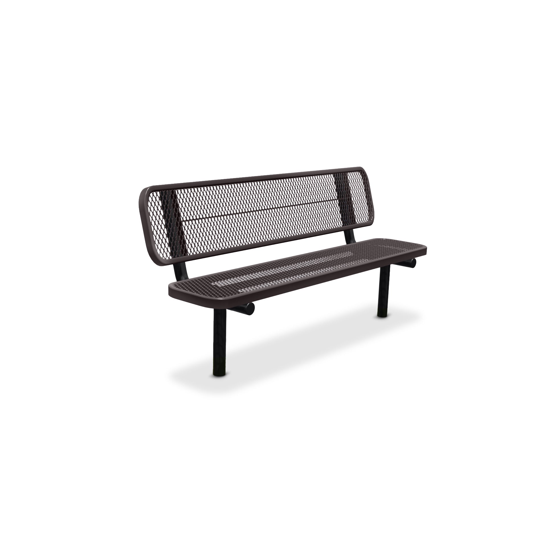 6' Brown Inground Expanded Metal Bench with Backrest