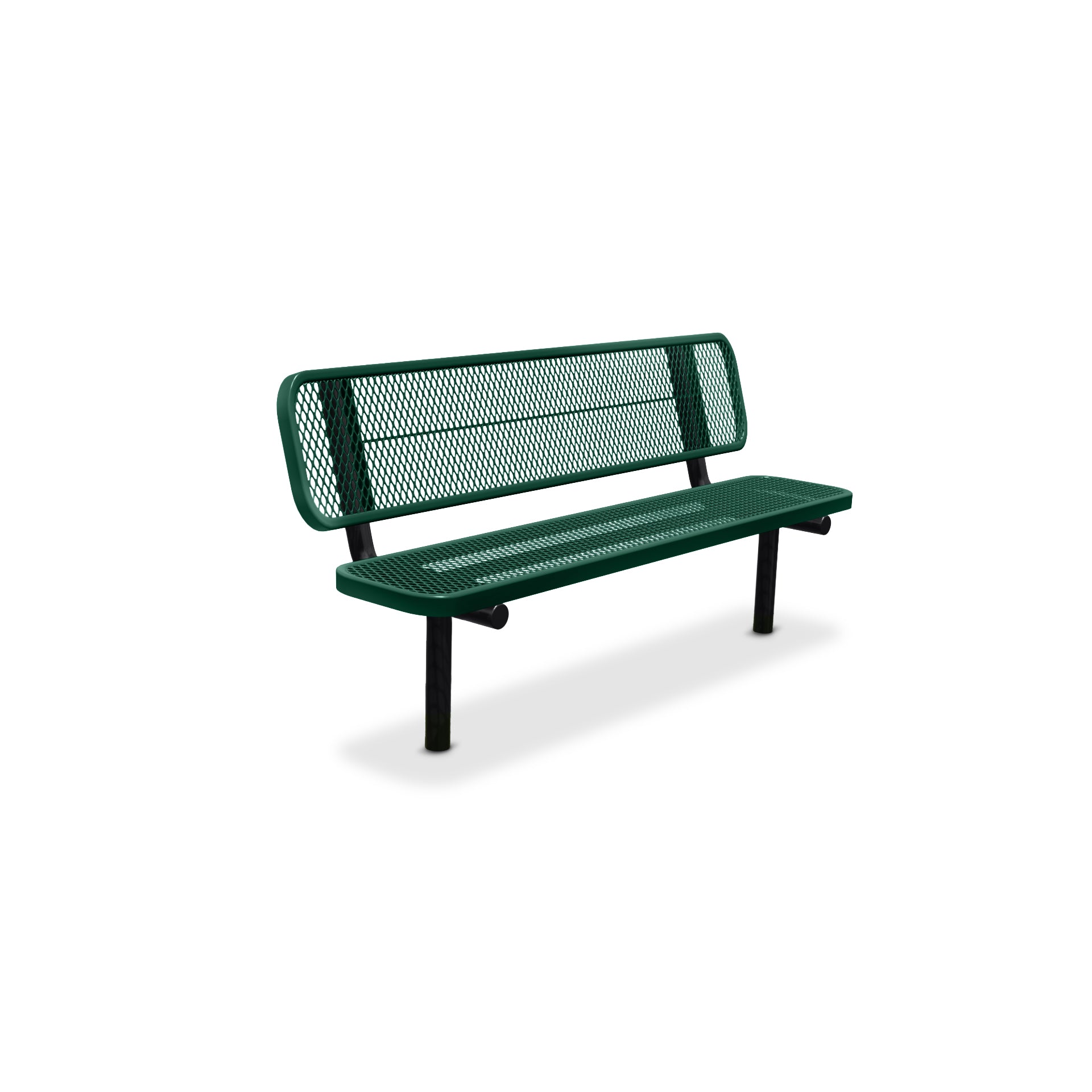 6' Green Inground Expanded Metal Bench with Backrest