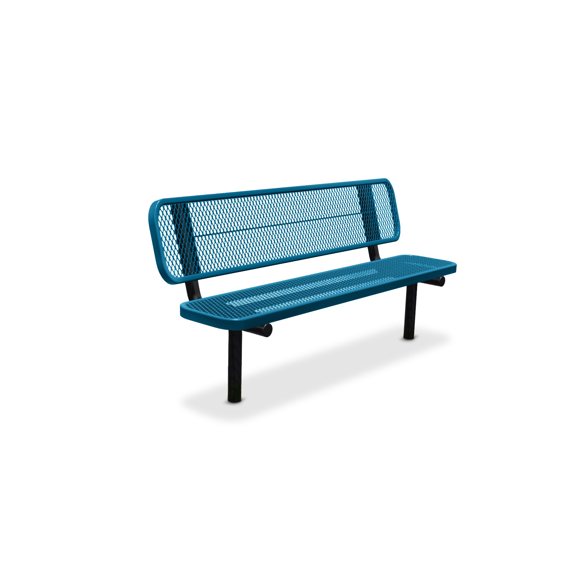 6' Light Blue Inground Expanded Metal Bench with Backrest