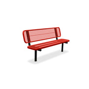 6' Red Inground Expanded Metal Bench with Backrest