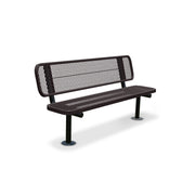 6' Brown Surface Mount Expanded Metal Bench with Backrest