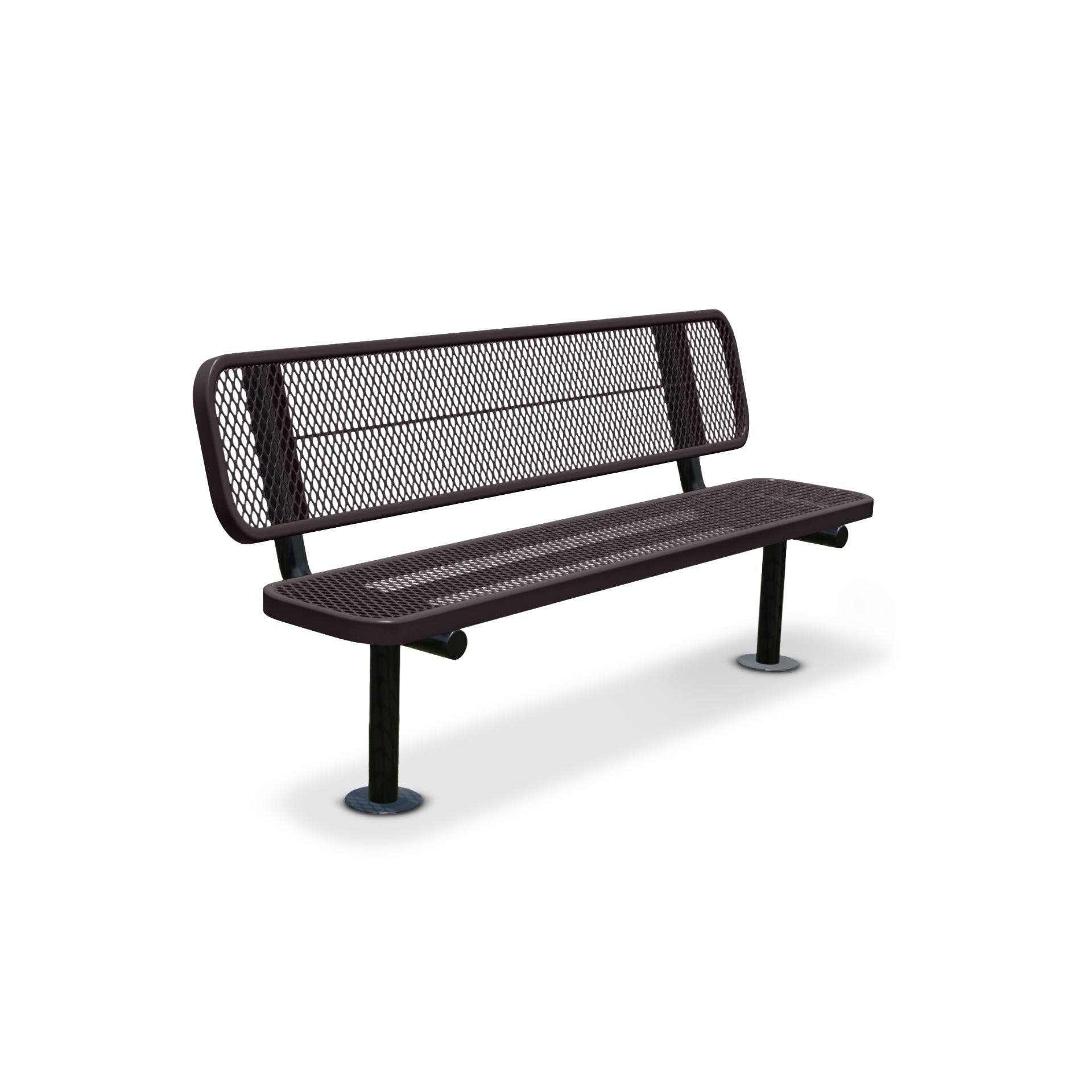 6' Brown Surface Mount Expanded Metal Bench with Backrest