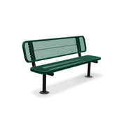 6' Green Surface Mount Expanded Metal Bench with Backrest