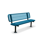6' Light Blue Surface Mount Expanded Metal Bench with Backrest