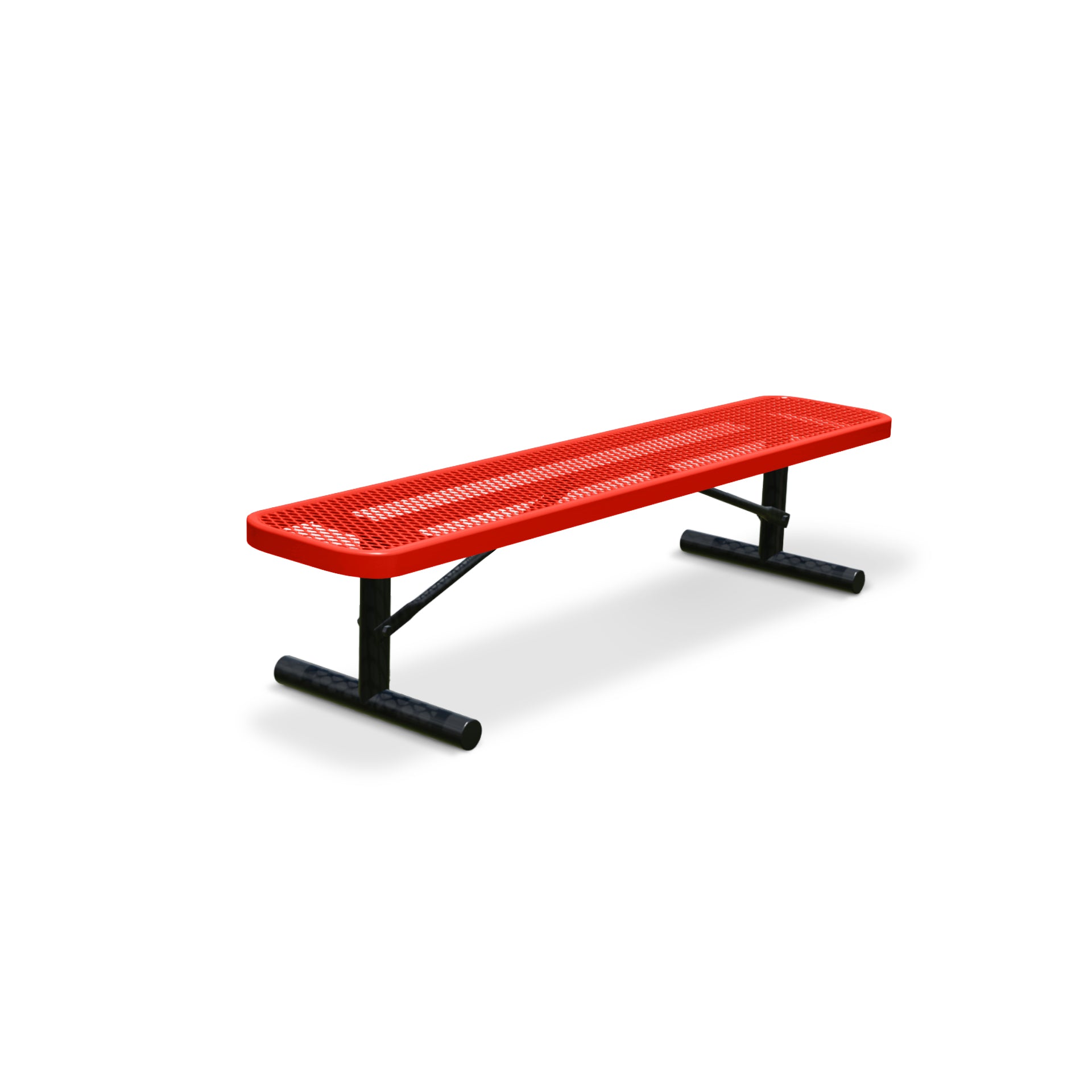 6' Red Portable Expanded Metal Bench