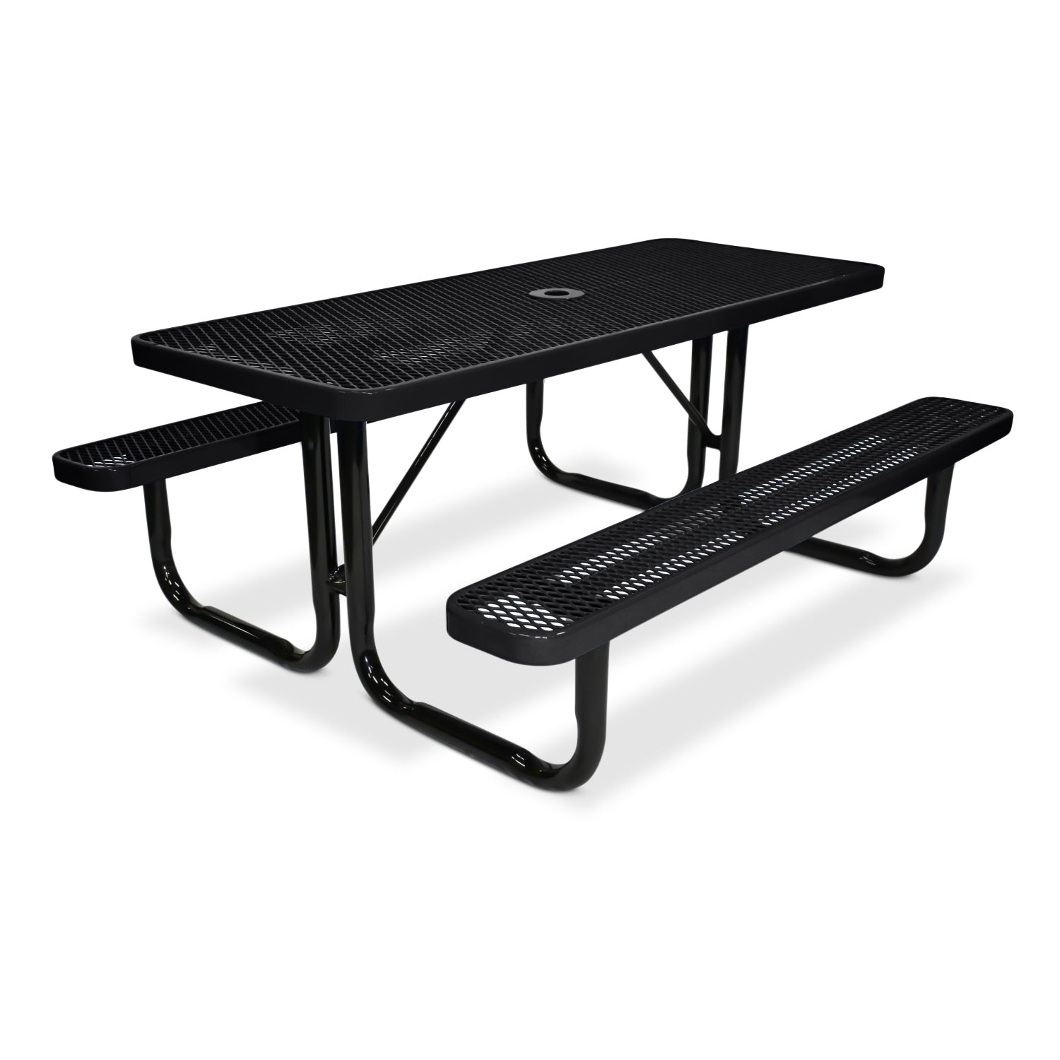 6' Rectangular Heavy-Duty Expanded Metal Black Picnic Table