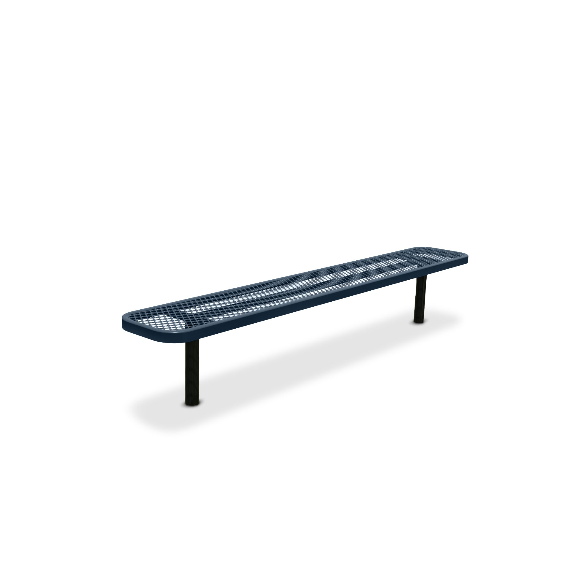 8' Dark Blue Inground Expanded Metal Bench