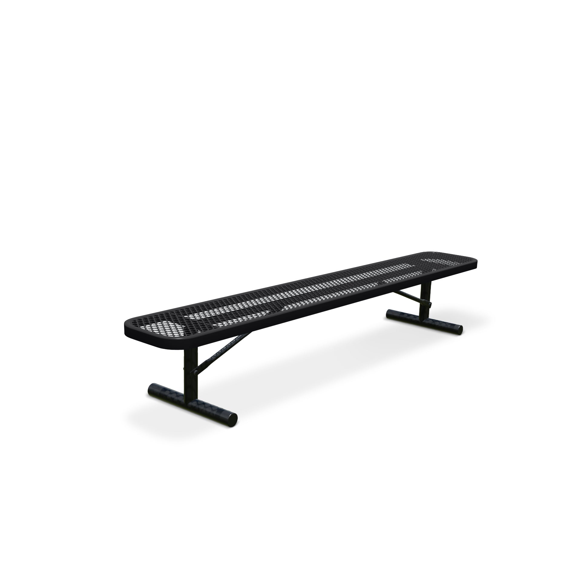 8' Black Portable Expanded Metal Bench