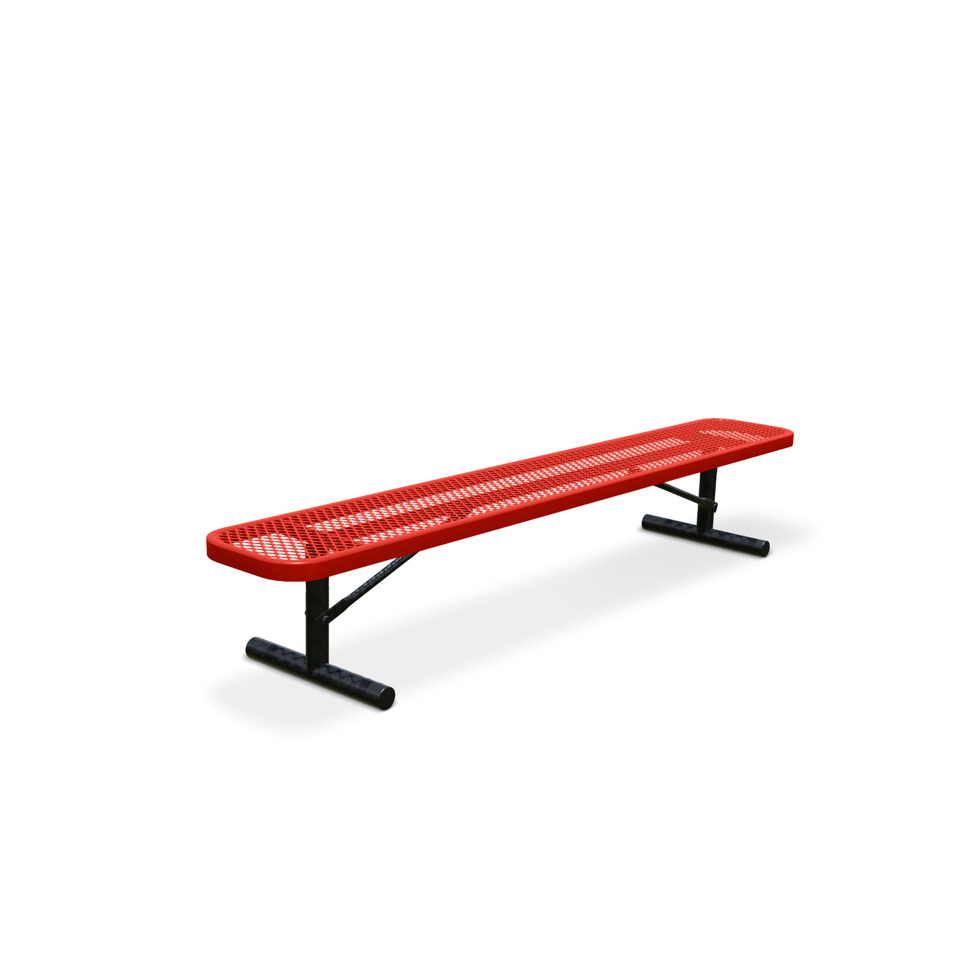 8' Red Portable Expanded Metal Bench