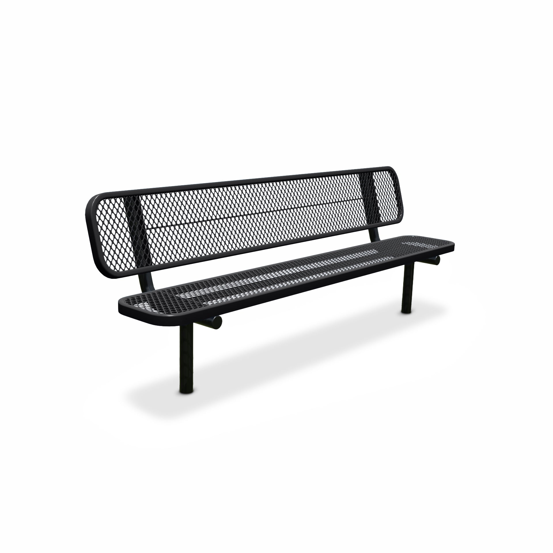 8' Black Inground Expanded Metal Bench with Backrest