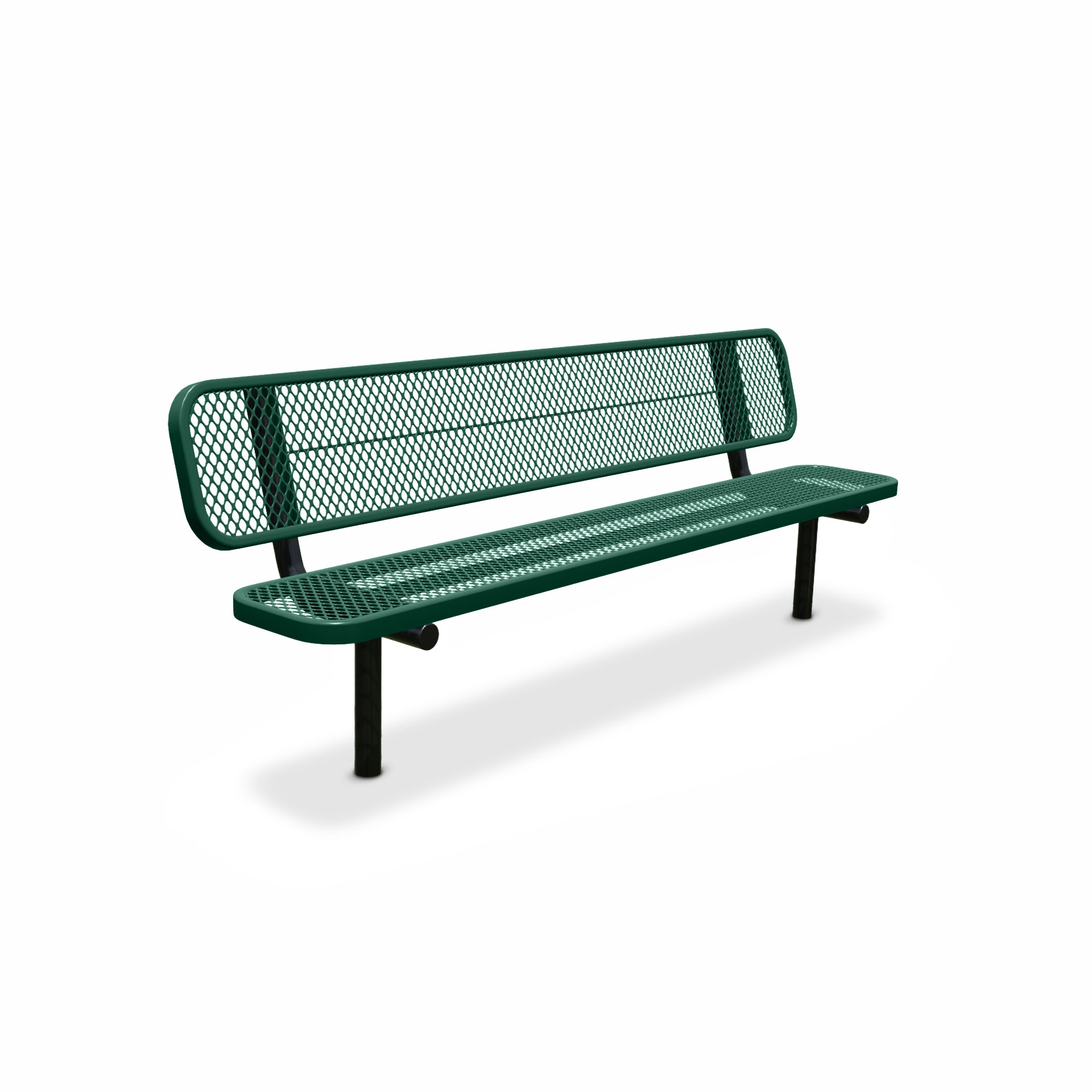 8' Green Inground Expanded Metal Bench with Backrest