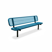 8' Light Blue Inground Expanded Metal Bench with Backrest