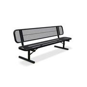 8' Black Portable Expanded Metal Bench with Backrest