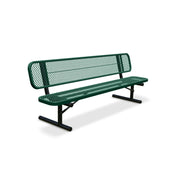8' Green Portable Expanded Metal Bench with Backrest
