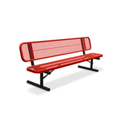 8' Red Portable Expanded Metal Bench with Backrest
