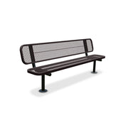 8' Brown Surface Mount Expanded Metal Bench with Backrest