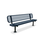 8' Dark Blue Surface Mount Expanded Metal Bench with Backrest