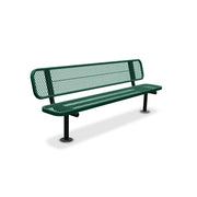 8' Green Surface Mount Expanded Metal Bench with Backrest