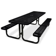 8' Rectangular Heavy-Duty Expanded Metal Black Picnic Table
