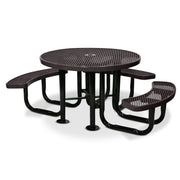 3-Seat Round Expanded Metal Heavy Duty Brown Picnic Table