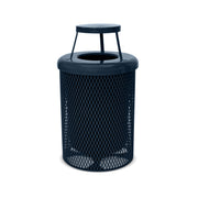 Dark blue mesh trash can on a white background