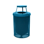 Blue mesh trash can on a white background